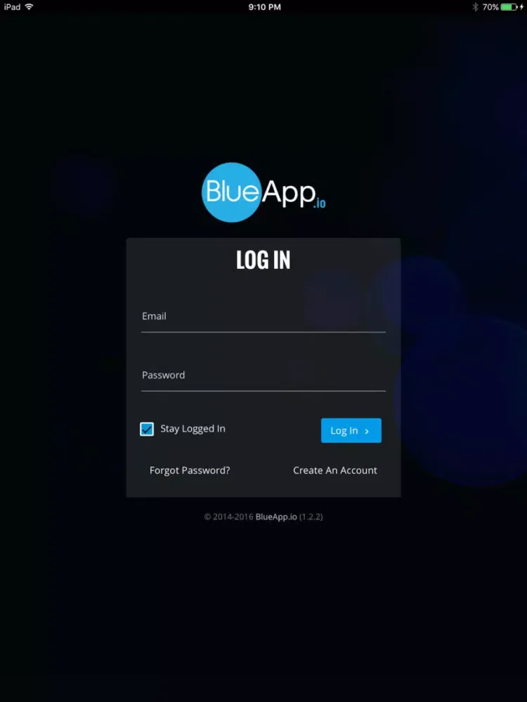 Capturas de tela do BlueApp.io iPad 