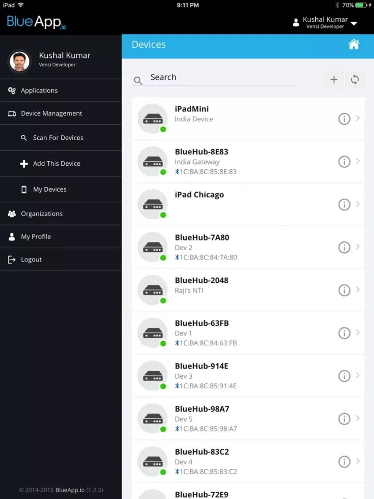 Capturas de tela do BlueApp.io iPad 