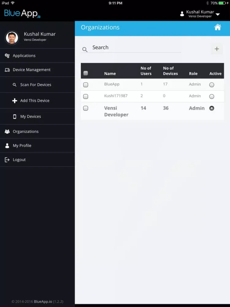 Capturas de tela do BlueApp.io iPad 