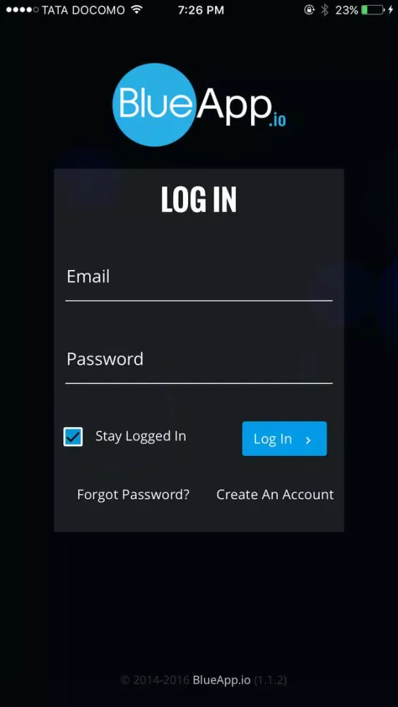 Capturas de tela do BlueApp.io