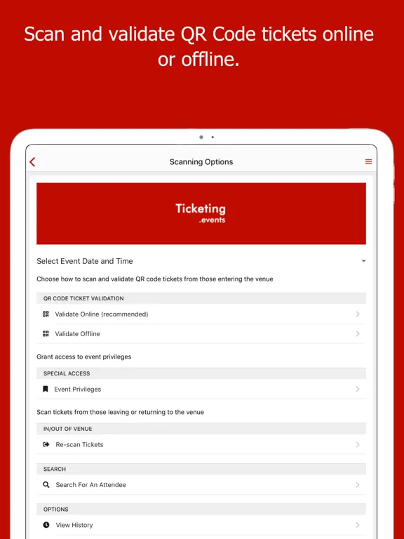 Tangkapan layar Event Ticket Scanner iPad 