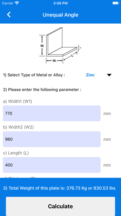 Скриншоты Metal Weight Calculator ٭