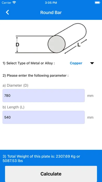 Metal Weight Calculator ٭ Screenshots