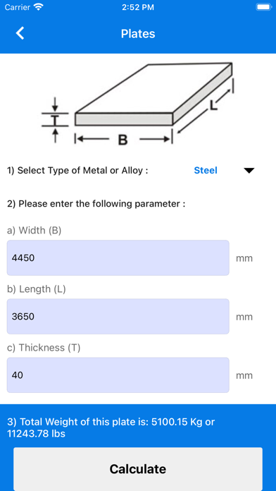 Скриншоты Metal Weight Calculator ٭
