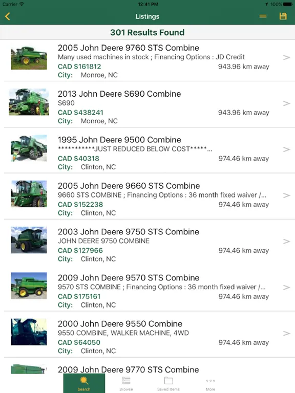 Capturas de pantalla de Farms.com Used Farm Equipment iPad 