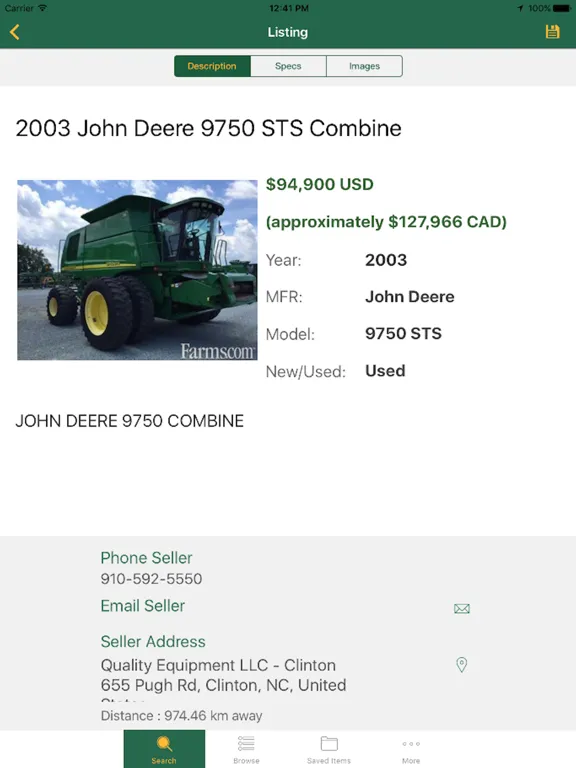 Capturas de pantalla de Farms.com Used Farm Equipment iPad 