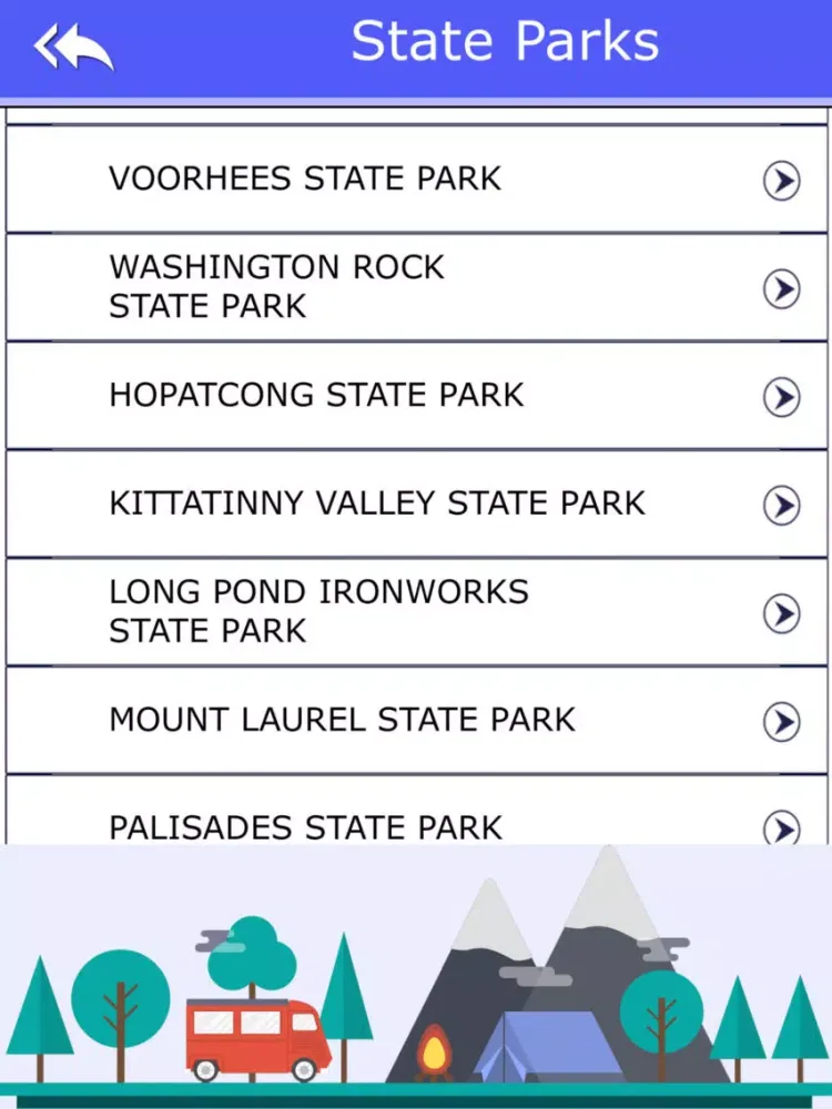 Tangkapan skrin New Jersey Camping&State Parks iPad 