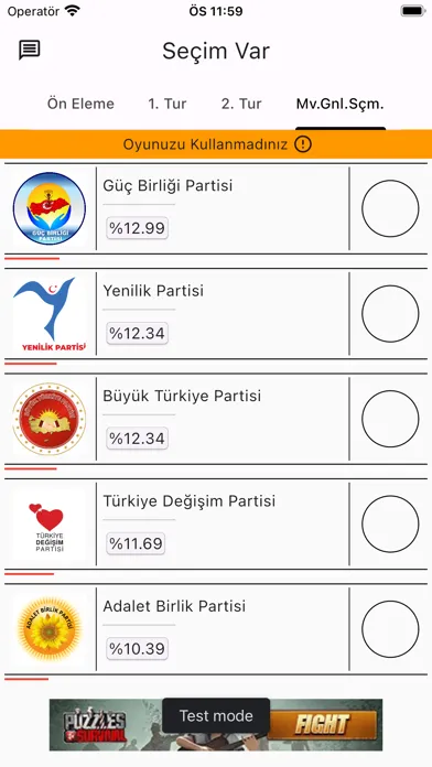 Tangkapan skrin Seçim Var