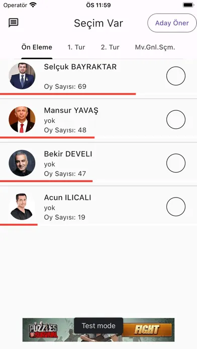 Tangkapan skrin Seçim Var