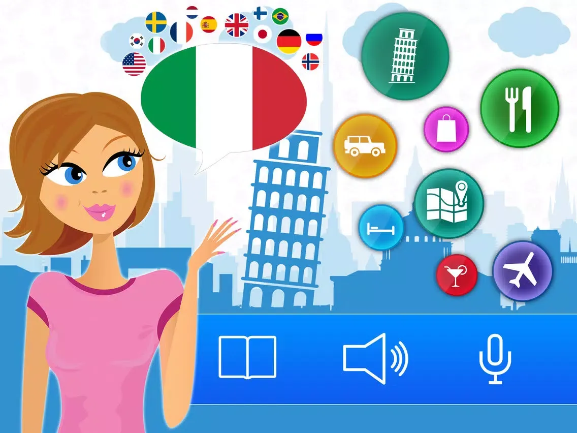 Скриншоты Italian for Travel: Speak & Read Essential Phrases and learn a Language with Lingopedia Pronunciation, Grammar exercises and Phrasebook for Holidays and Trips iPad 