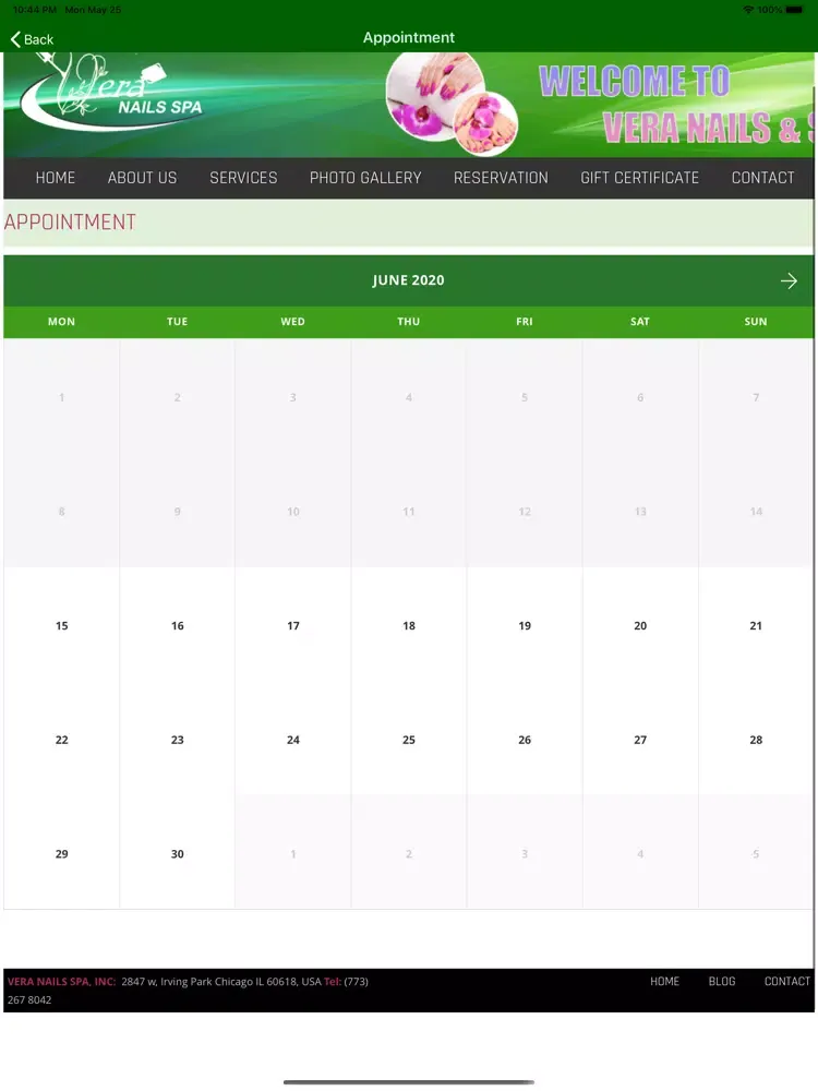 Vera Nails & Spa iPad स्क्रीनशॉट