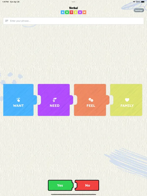 Ảnh chụp màn hình của Verbal AUTISM Plus iPad 