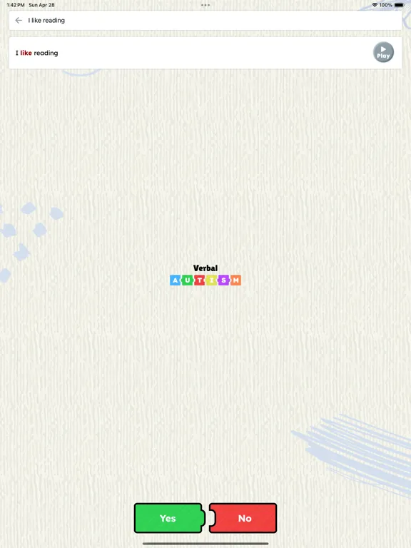 Ảnh chụp màn hình của Verbal AUTISM Plus iPad 