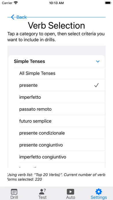 Verbi - Italian Verb Trainer स्क्रीनशॉट