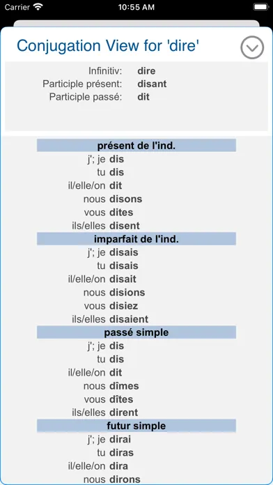 Скриншоты Verbes - French Verb Trainer