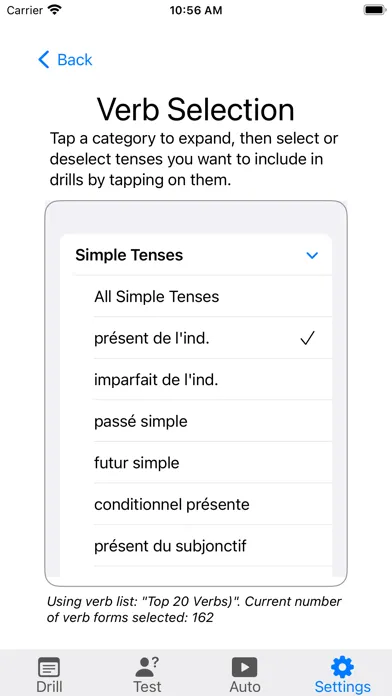 Скриншоты Verbes - French Verb Trainer