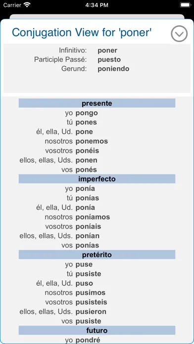 ภาพหน้าจอของ Verbos - Spanish Verb Trainer