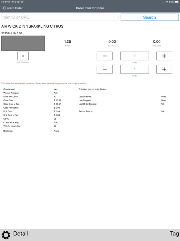 Capitol Dist Easy Order iPad  স্ক্রিনশট