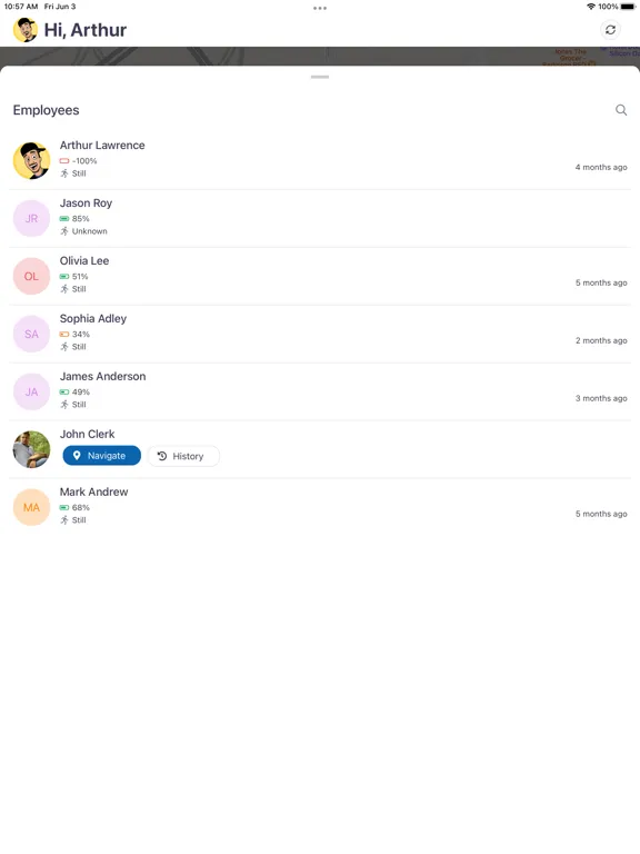 ภาพหน้าจอของ WebHR eTrack iPad 