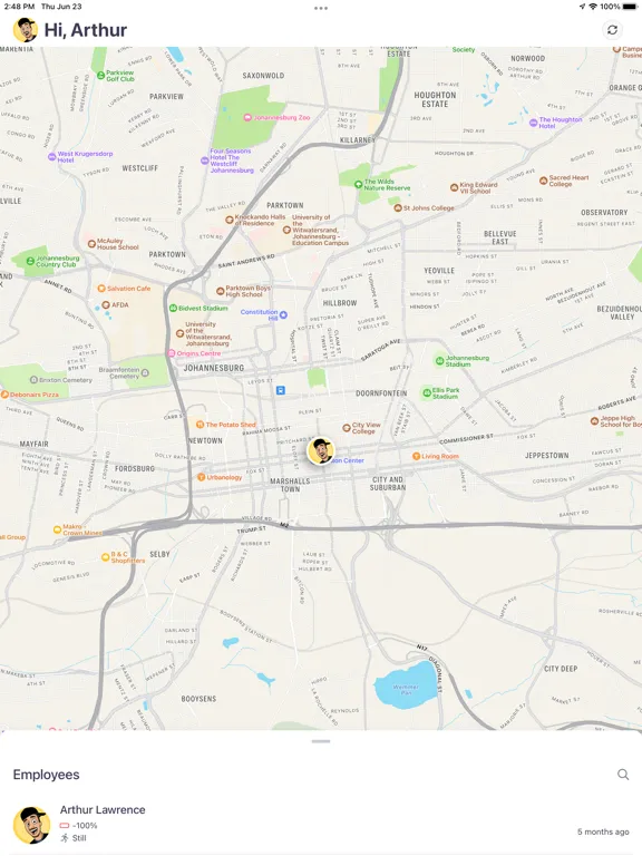 ภาพหน้าจอของ WebHR eTrack iPad 