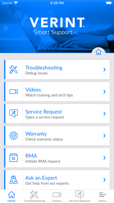 Ảnh chụp màn hình của Verint Smart Support