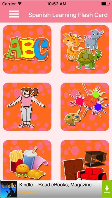 Spanish Learning Flash Card Screenshots