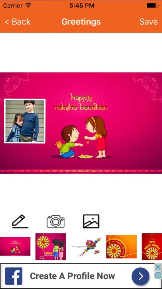 Ảnh chụp màn hình của Raksha Bandhan Greetings Card Maker For Greetings