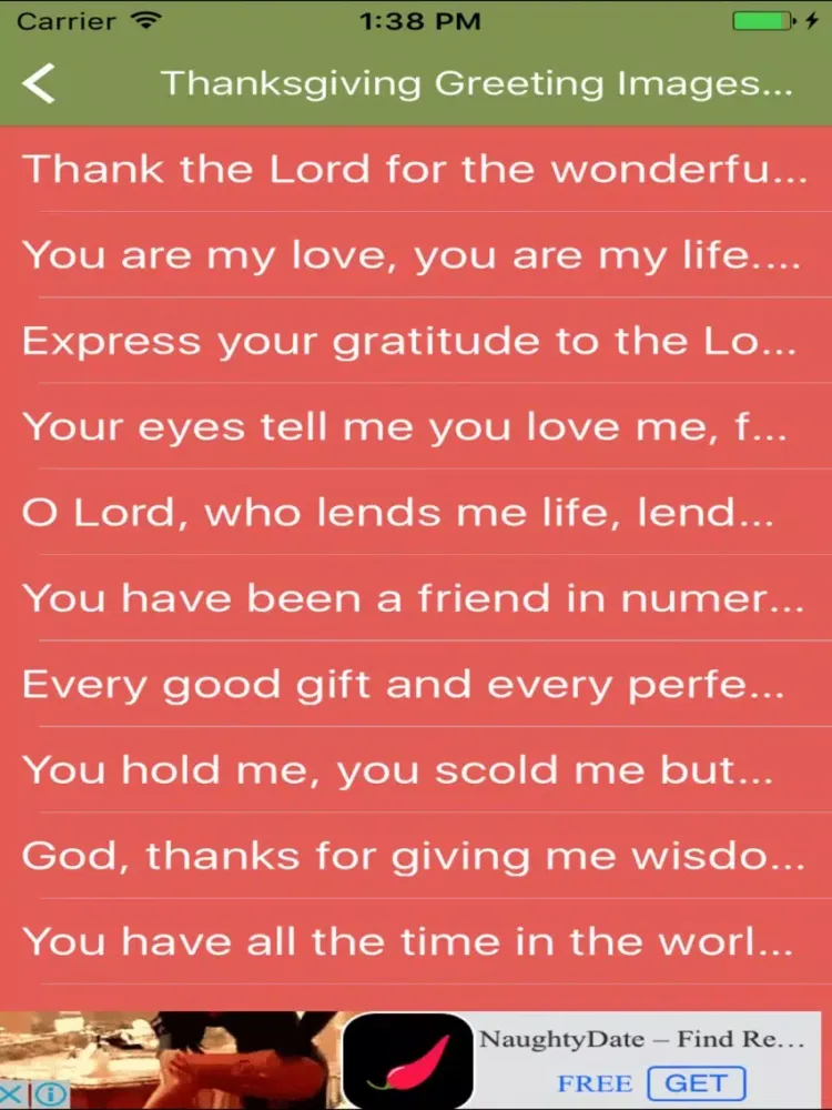 Thanksgiving Greeting Images and Messages iPad  Screenshots