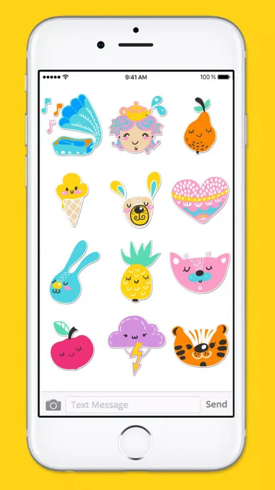 Tangkapan skrin Animal and Doodle Stickers a Kawaii Sticker Pack