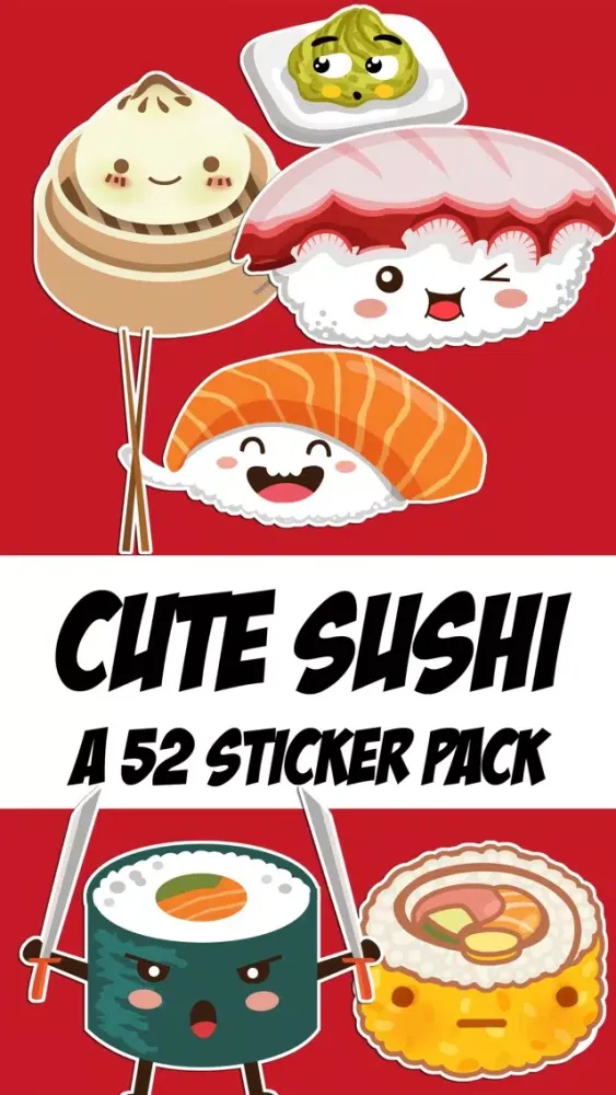 Cute Sushi Kawaii Sticker Pack স্ক্রিনশট