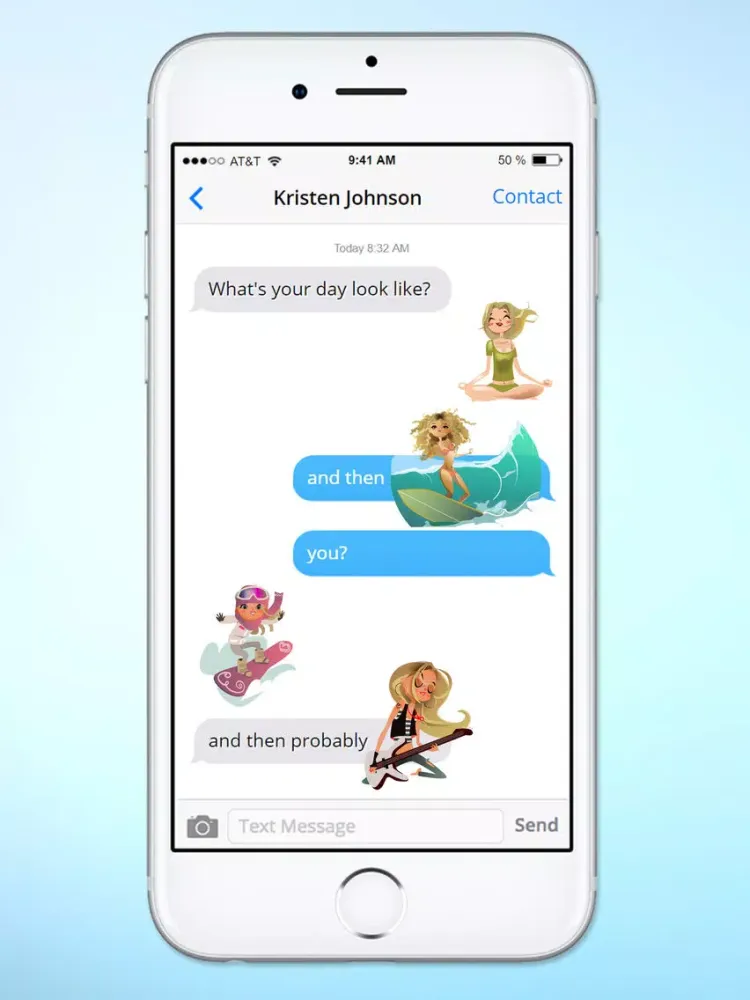 Capturas de tela do Daily Life Active Girl Sticker Pack iPad 