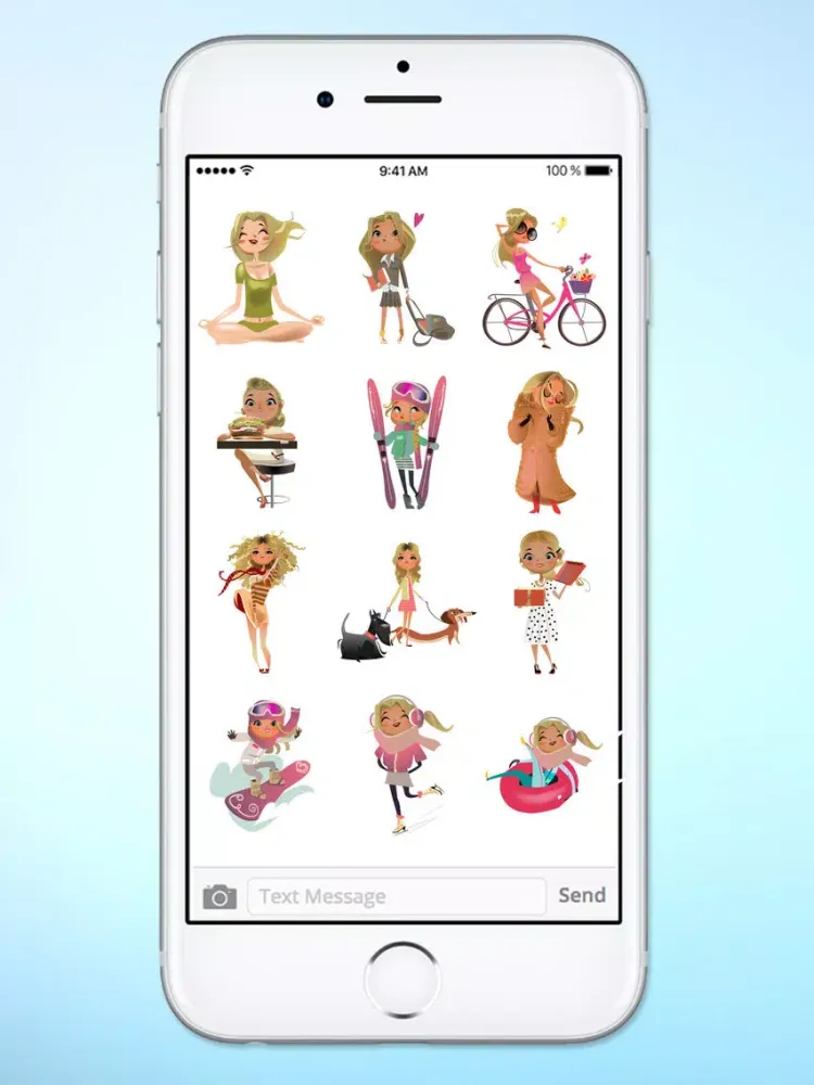 Capturas de tela do Daily Life Active Girl Sticker Pack iPad 
