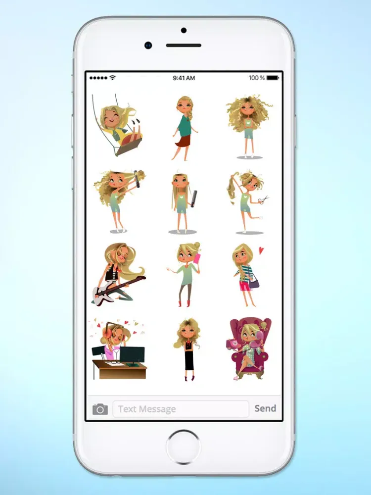 Capturas de tela do Daily Life Active Girl Sticker Pack iPad 