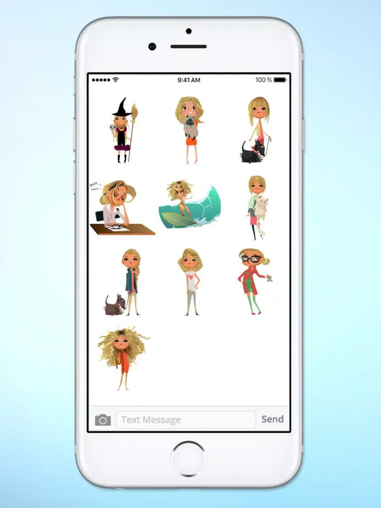 Capturas de tela do Daily Life Active Girl Sticker Pack iPad 