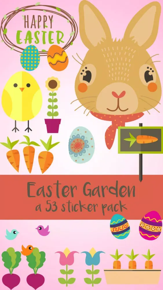 Zrzuty ekranu Happy Easter Garden Sticker Pack