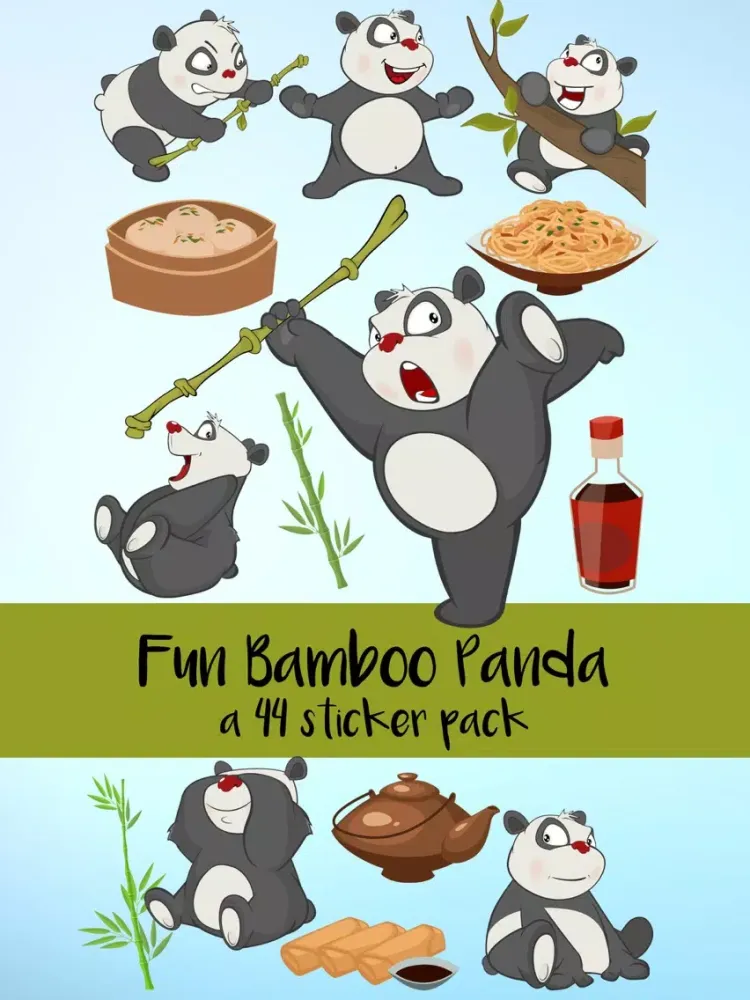 Fun Bamboo Panda Sticker Pack iPad  スクリーンショット
