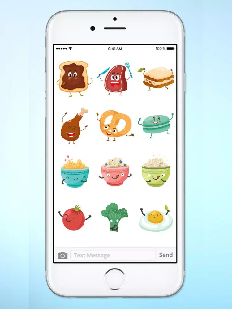 Tangkapan skrin Fun Breakfast and Lunch Food Sticker Pack iPad 