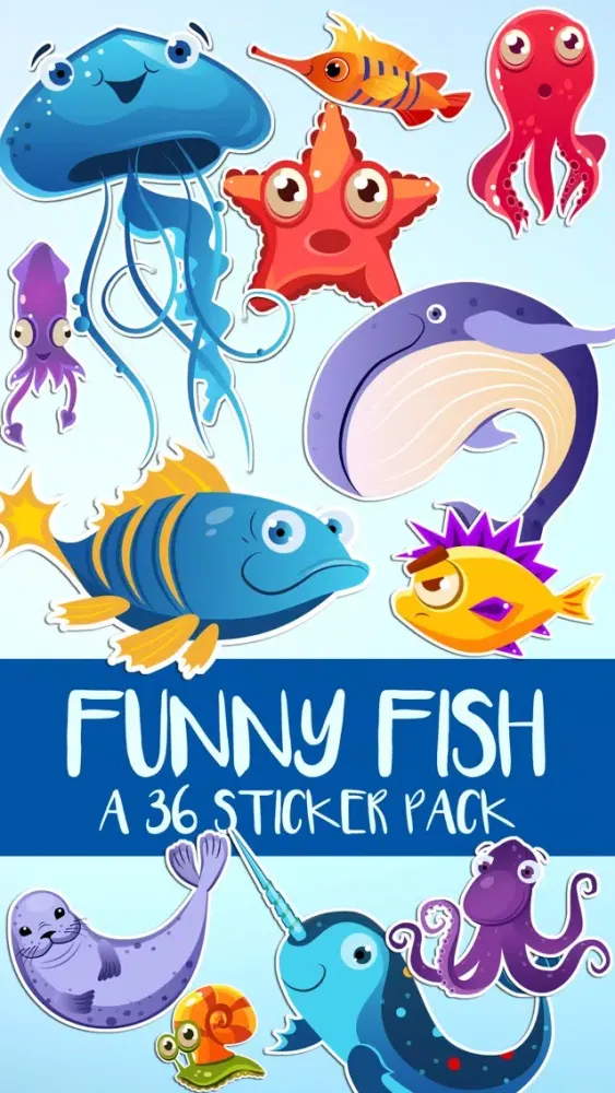 Captures d'écran de Funny Fish and Sea Life Sticker Pack