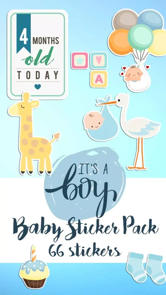 Zrzuty ekranu Its A Boy New Baby Sticker Pack