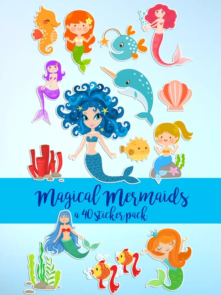 Magical Mermaids & Under Sea Friends Sticker Pack iPad  Screenshots