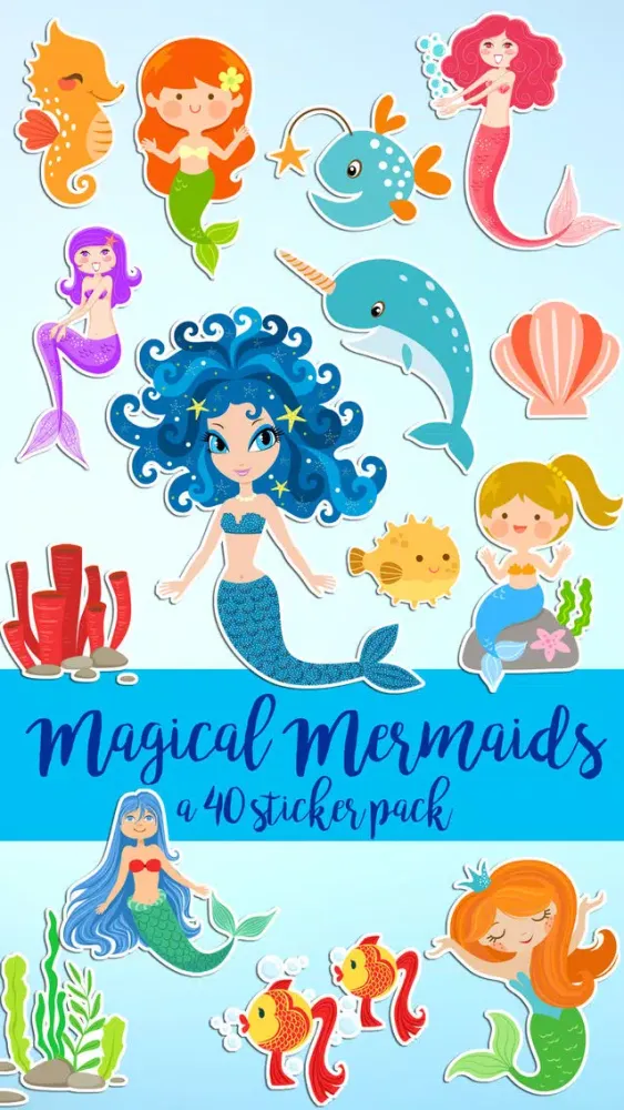 Magical Mermaids & Under Sea Friends Sticker Pack Screenshots