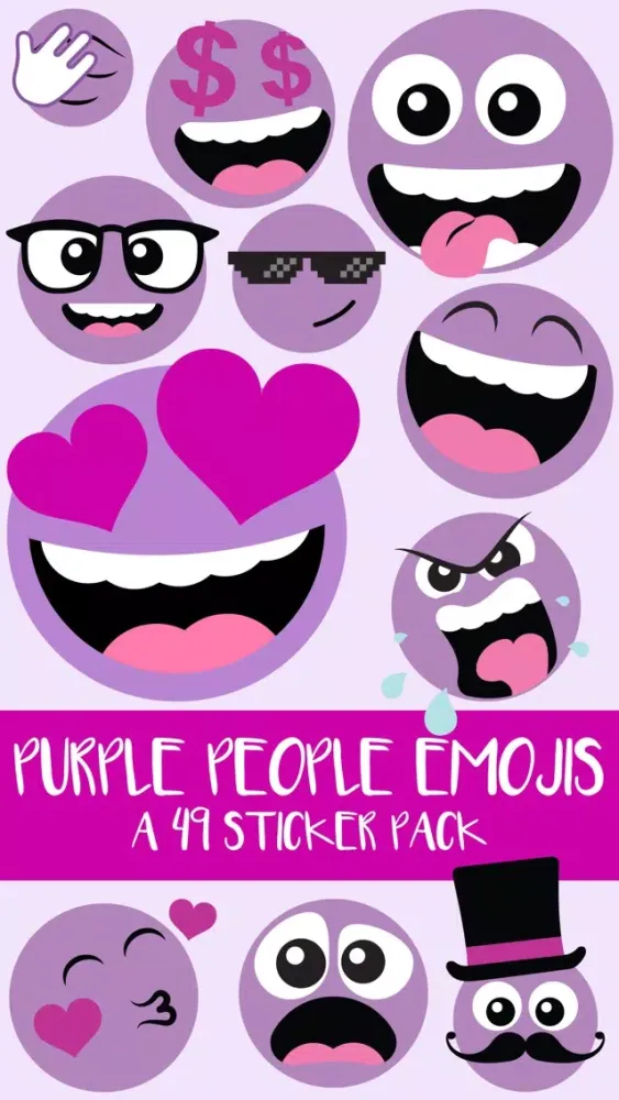 Purple People Emojis Sticker Pack スクリーンショット