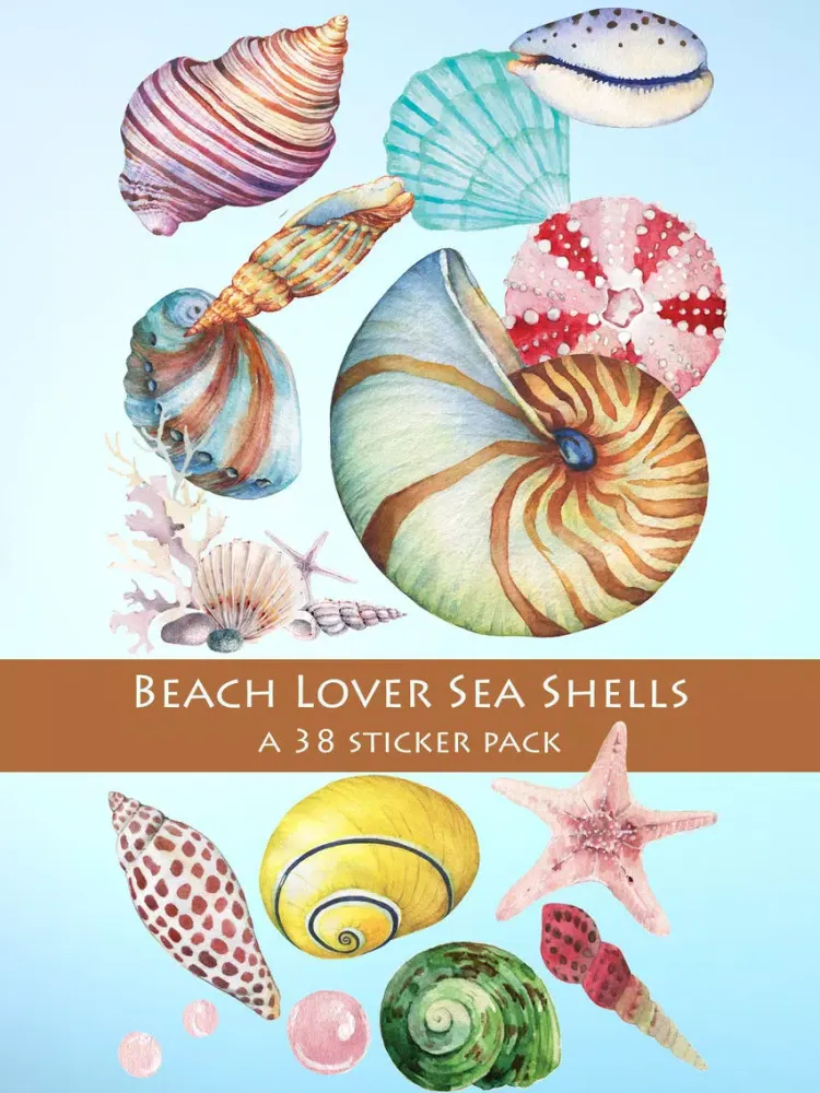 Capturas de tela do Beach Lover Sea Shells Sticker Pack iPad 