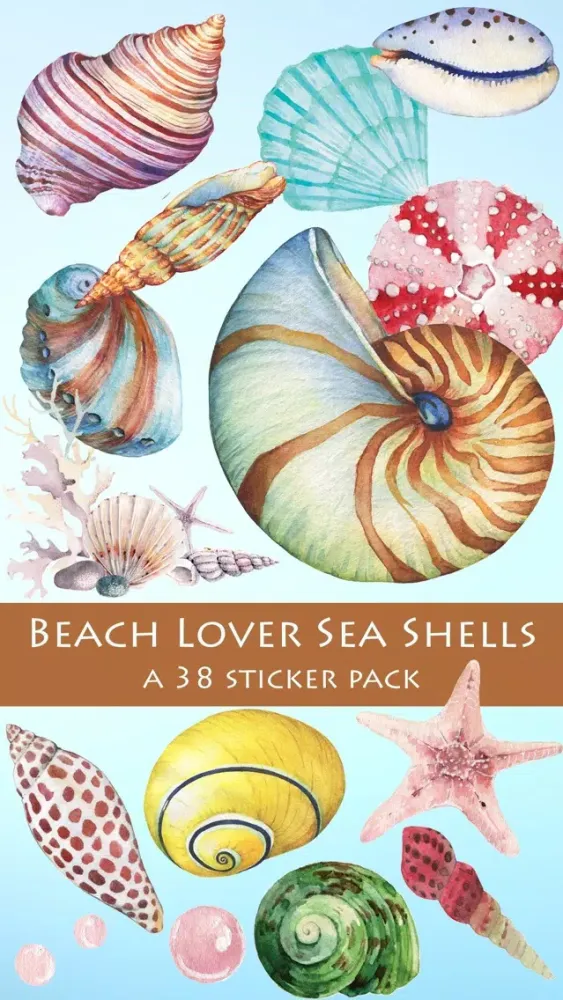 Capturas de tela do Beach Lover Sea Shells Sticker Pack