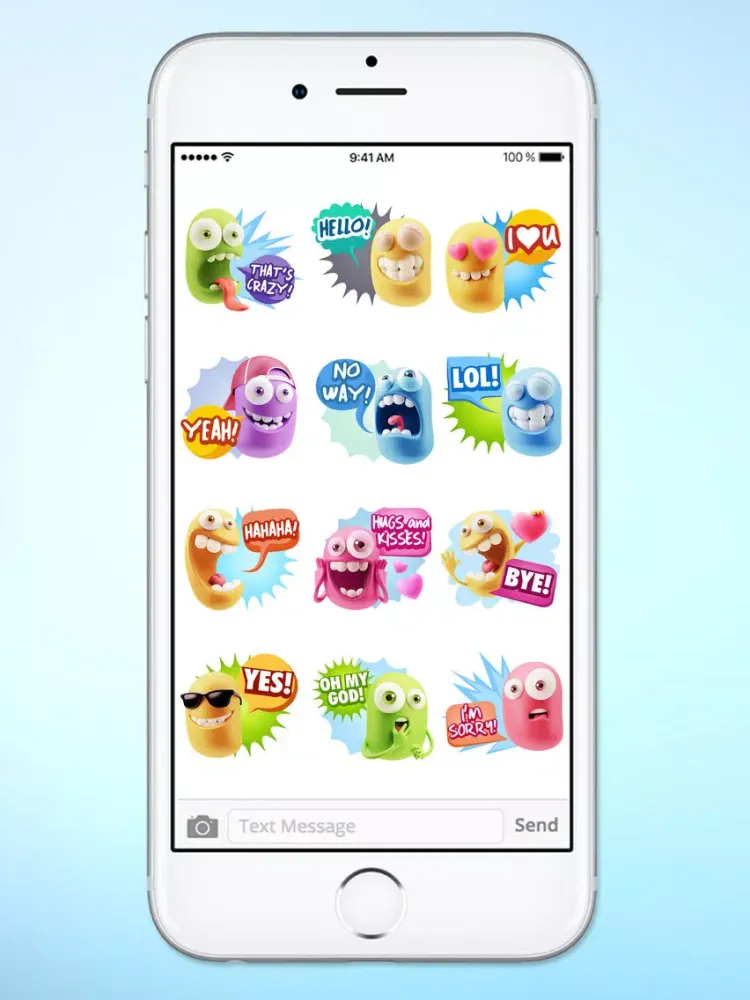 Tangkapan layar Silly 3D Monster Emojis With Words Sticker Pack iPad 