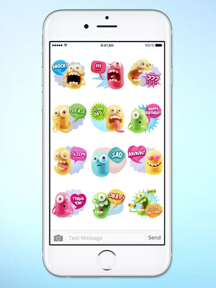 Tangkapan layar Silly 3D Monster Emojis With Words Sticker Pack iPad 