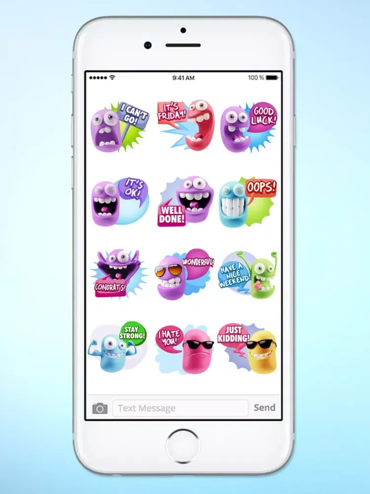 Tangkapan layar Silly 3D Monster Emojis With Words Sticker Pack iPad 