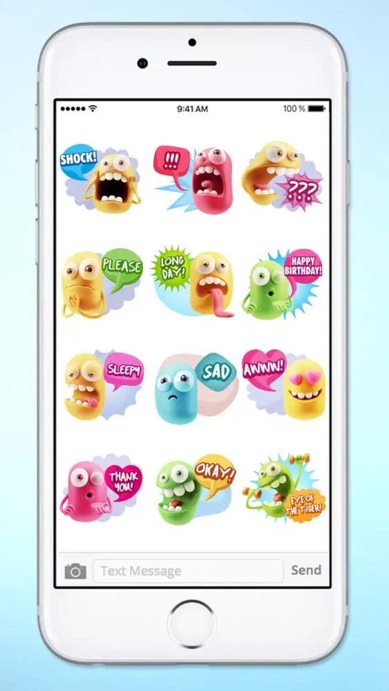 Tangkapan layar Silly 3D Monster Emojis With Words Sticker Pack