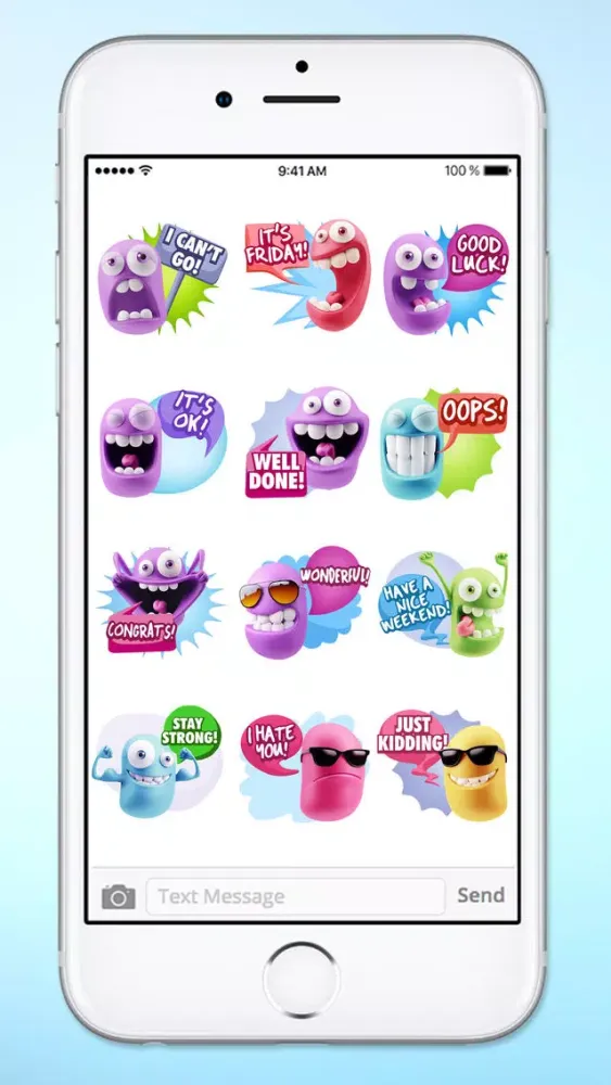 Tangkapan layar Silly 3D Monster Emojis With Words Sticker Pack