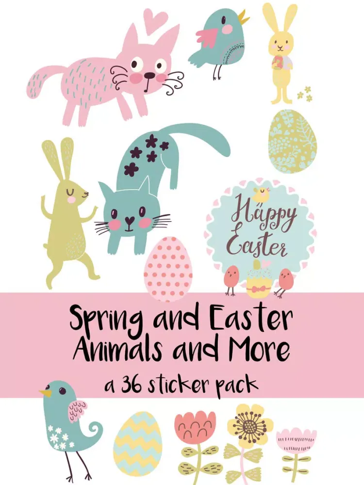 Spring and Easter Animals and More Sticker Pack iPad  Screenshots